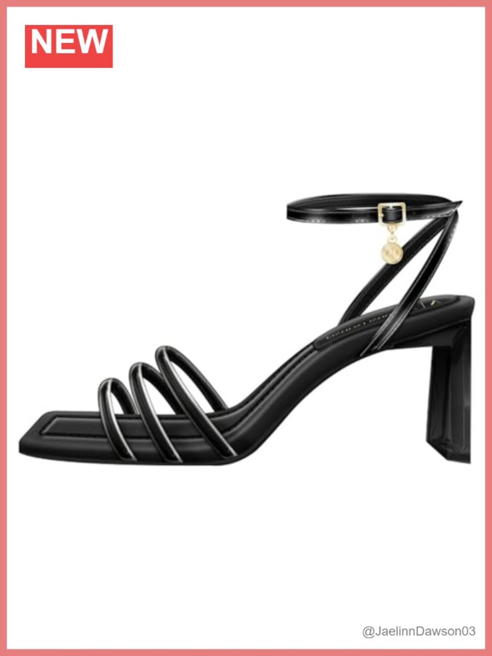 Armani Exchange Dalia Heel Block Heel Sandals Ankle Strap Charm
